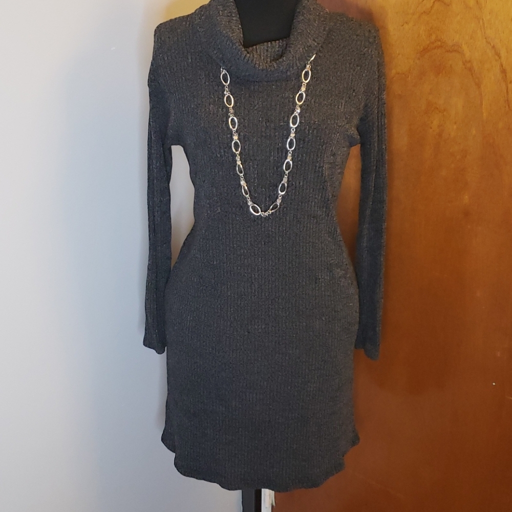Dark gray sweater dress
